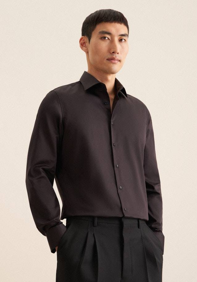 Studio Seidensticker Bügelleichtes Satin Business Hemd in Slim mit Kentkragen