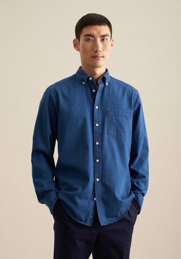 Studio Seidensticker Denim Casual Hemd in Regular mit Button-Down-Kragen