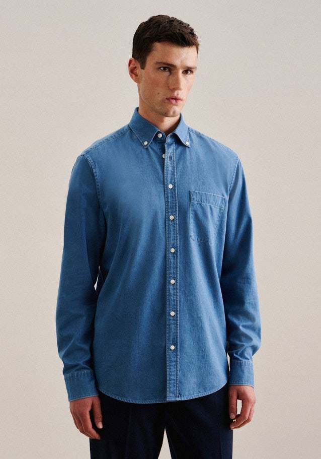 Studio Seidensticker Denim Casual Hemd in Regular mit Button-Down-Kragen