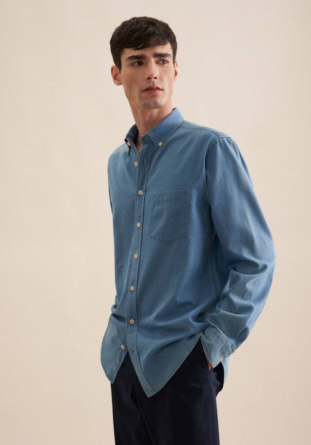 Studio Seidensticker Denim Casual Hemd in Regular mit Button-Down-Kragen