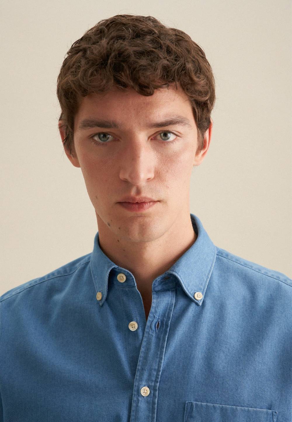 Studio Seidensticker Denim Casual Hemd In Slim Mit Button-Down-Kragen