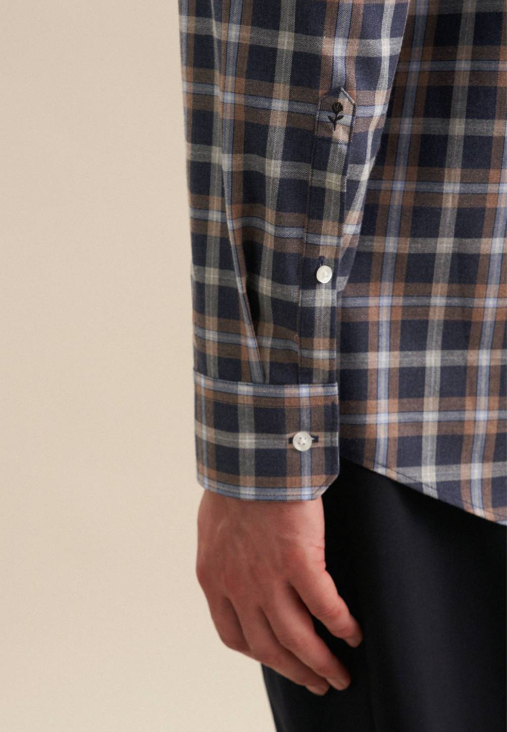 Studio Seidensticker Fil A Fil Flanellhemd In Regular Mit Button-Down-Kragen