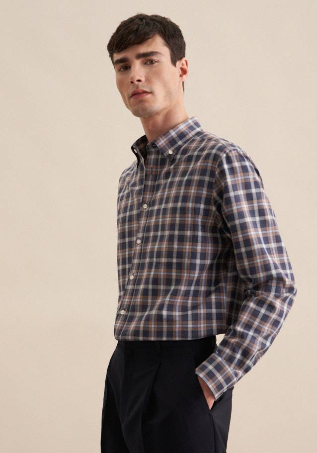 Studio Seidensticker Fil a fil Flanellhemd in Regular mit Button-Down-Kragen