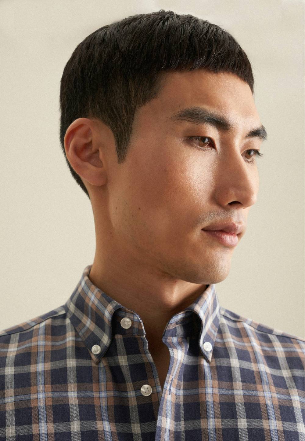 Studio Seidensticker Fil A Fil Flanellhemd In Slim Mit Button-Down-Kragen