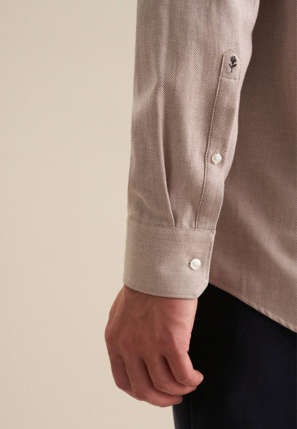 Studio Seidensticker Fischgrat Flanellhemd In Regular Mit Kentkragen