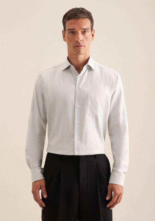 Studio Seidensticker Fischgrat Flanellhemd in Regular mit Kentkragen