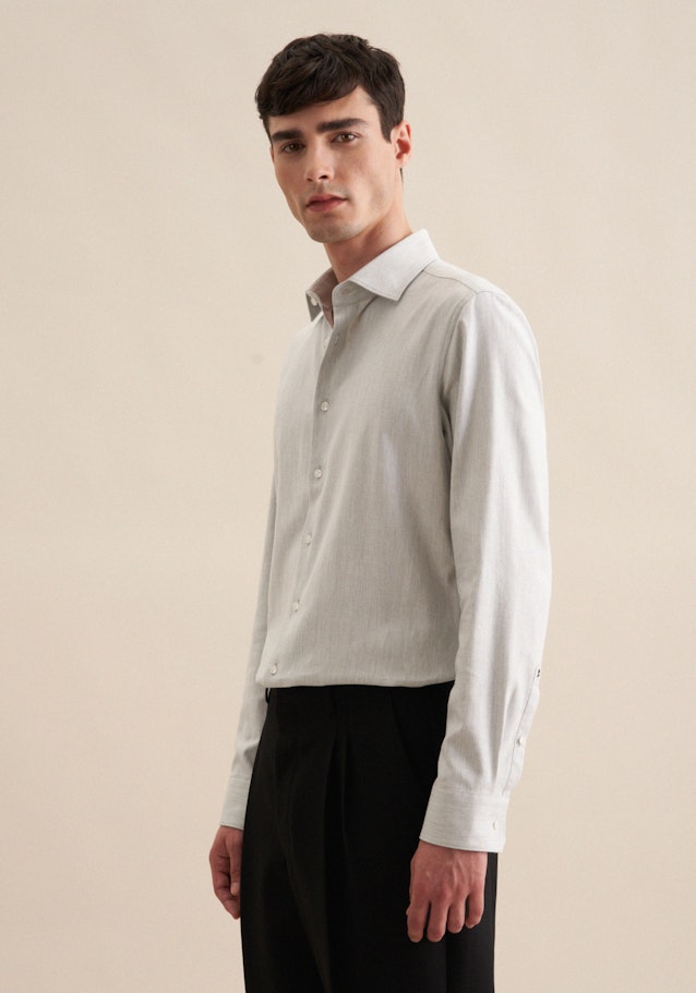 Studio Seidensticker Fischgrat Flanellhemd in Shaped mit Kentkragen