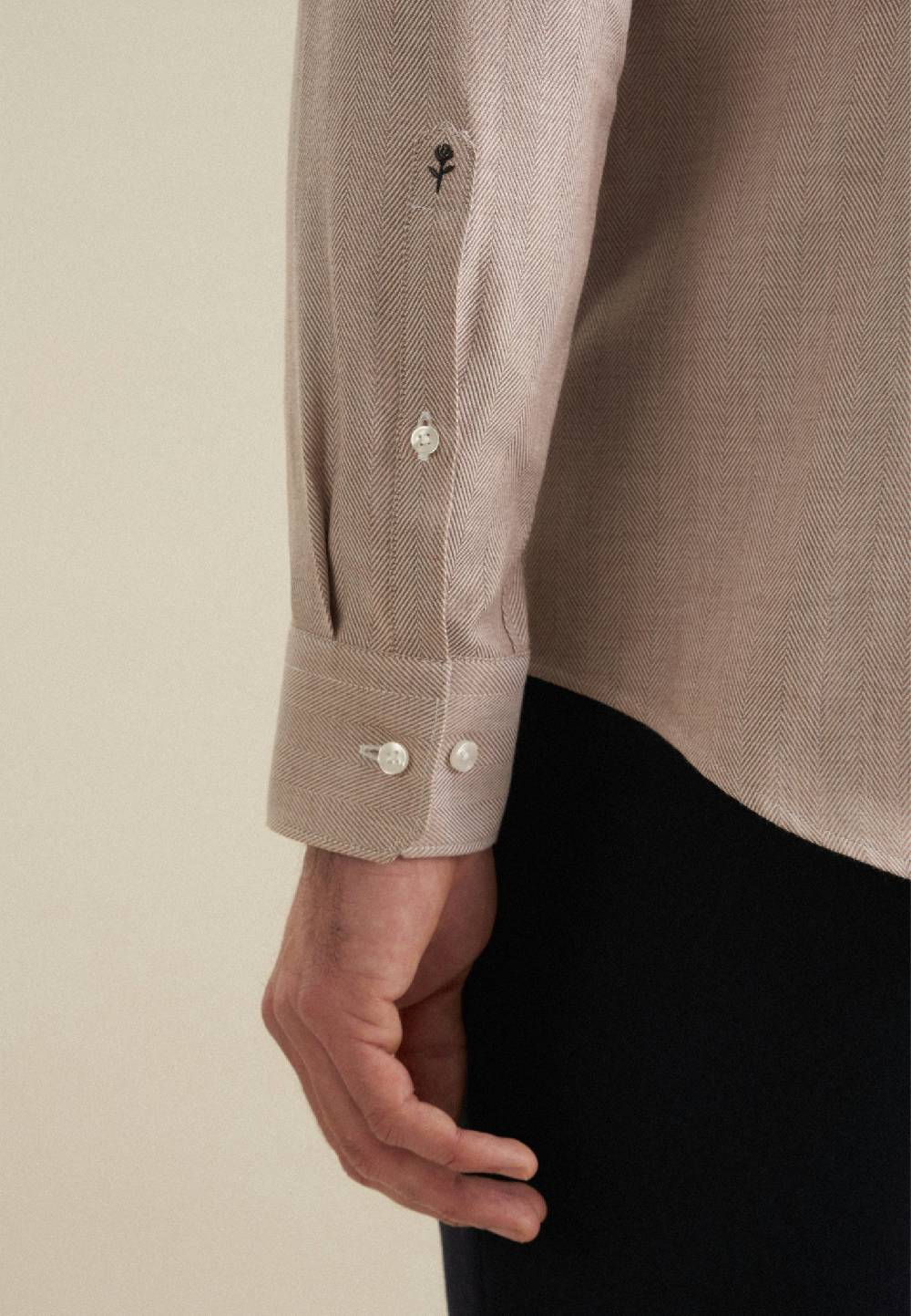 Studio Seidensticker Fischgrat Flanellhemd In Slim Mit Kentkragen