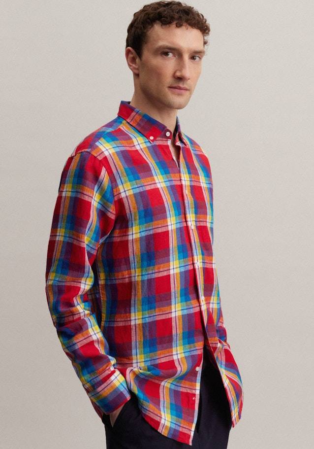 Studio Seidensticker Leinen Business Hemd in Regular mit Button-Down-Kragen