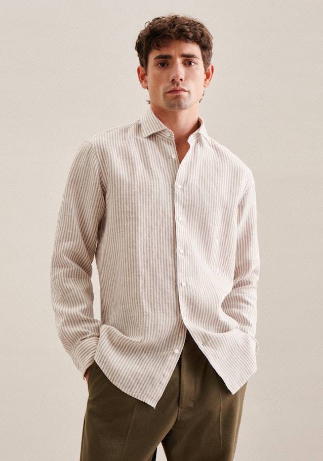 Studio Seidensticker Leinen Business Hemd in Regular mit Kentkragen