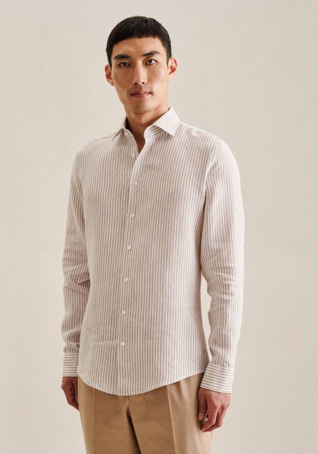 Studio Seidensticker Leinen Business Hemd in Shaped mit Kentkragen