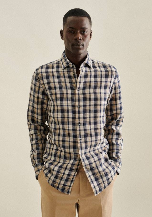 Studio Seidensticker Leinen Business Hemd in Shaped mit Kentkragen