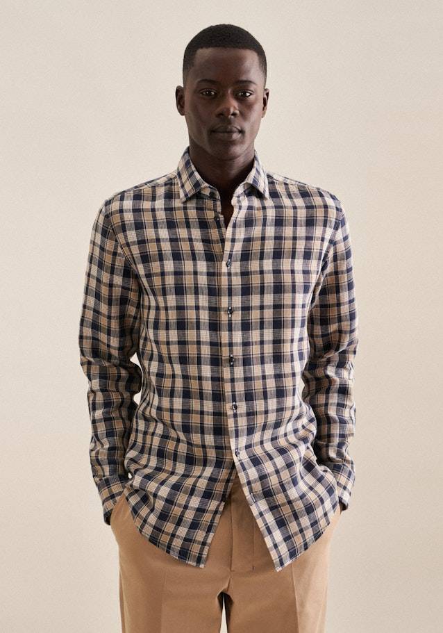 Studio Seidensticker Leinen Business Hemd in Slim mit Kentkragen