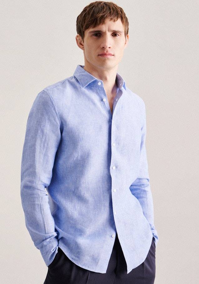 Studio Seidensticker Leinen Business Hemd in Slim mit Kentkragen