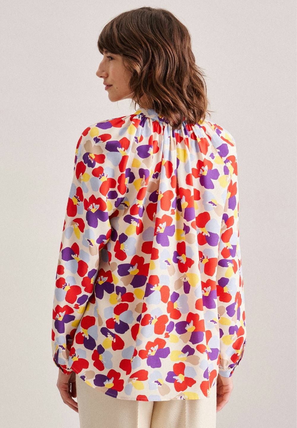 Studio Seidensticker Leinwandbindung Stehkragenbluse