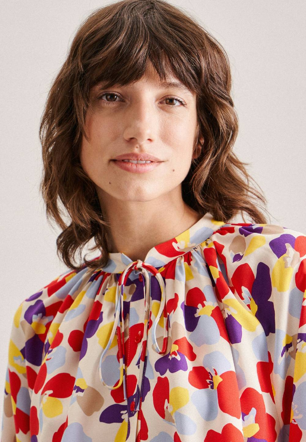 Studio Seidensticker Leinwandbindung Stehkragenbluse