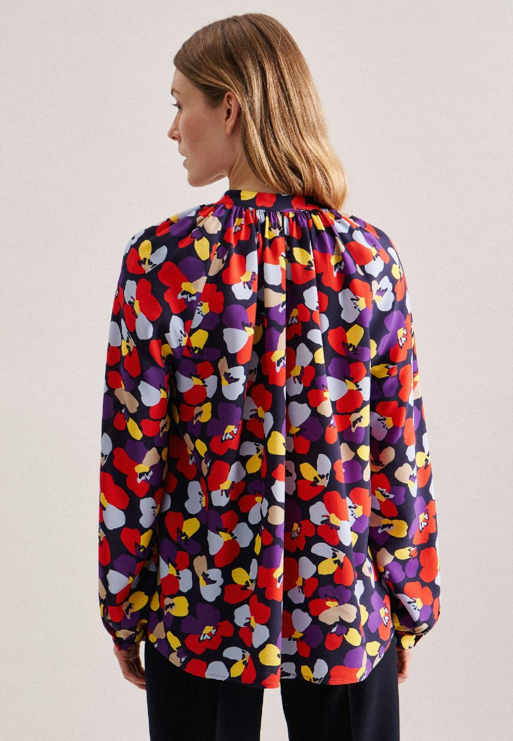 Studio Seidensticker Leinwandbindung Stehkragenbluse