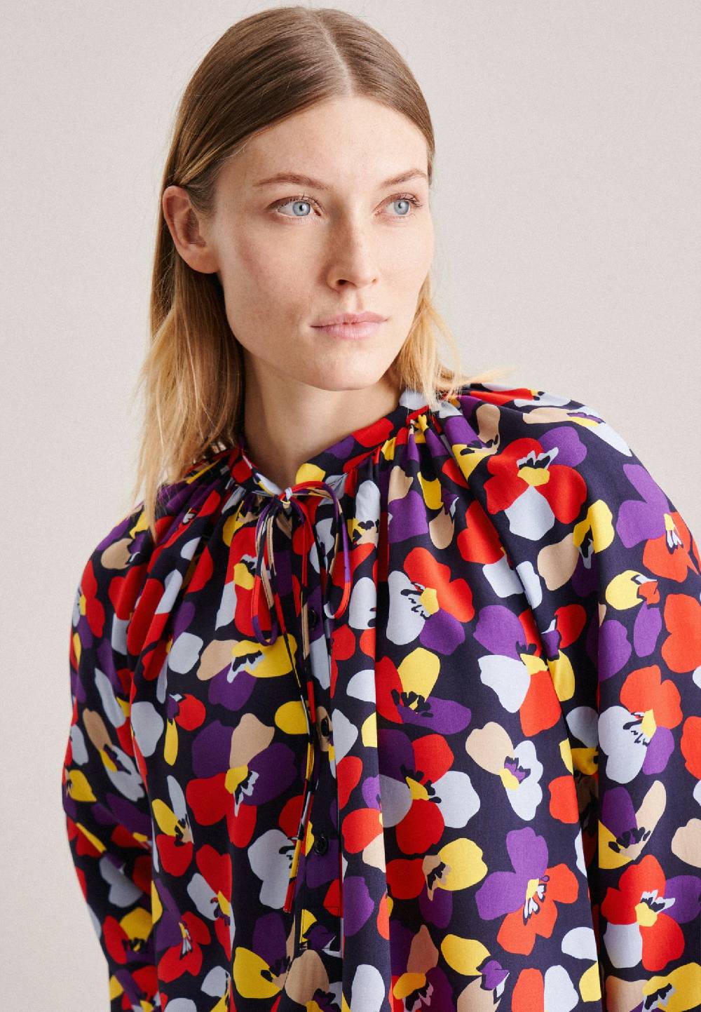 Studio Seidensticker Leinwandbindung Stehkragenbluse