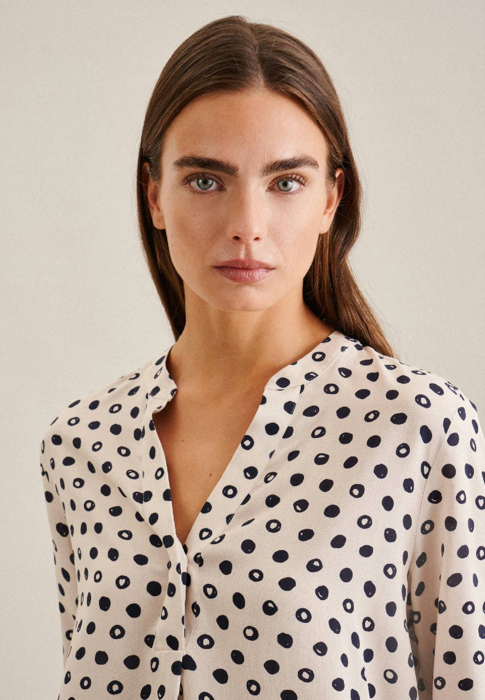 Studio Seidensticker 3/4-Arm Krepp Stehkragenbluse