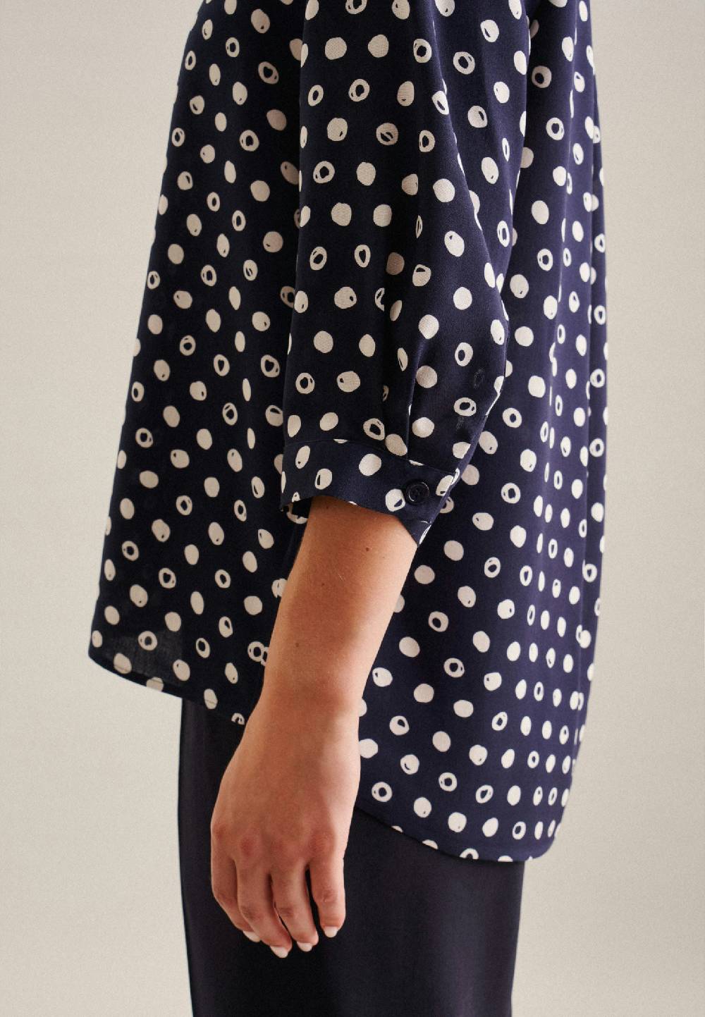 Studio Seidensticker 3/4-Arm Krepp Stehkragenbluse