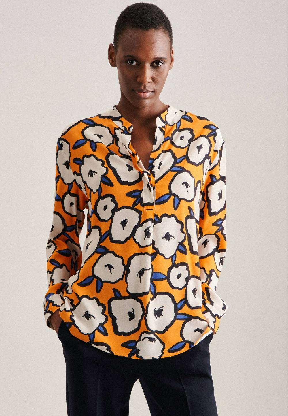 Studio Seidensticker Krepp Stehkragenbluse