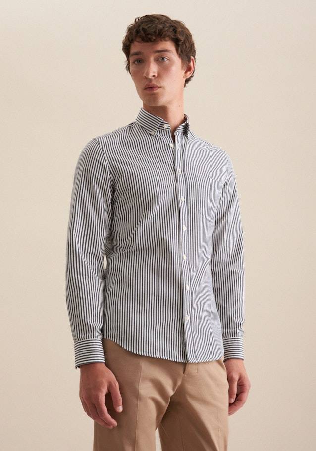 Studio Seidensticker Twill Casual Hemd in Slim mit Button-Down-Kragen