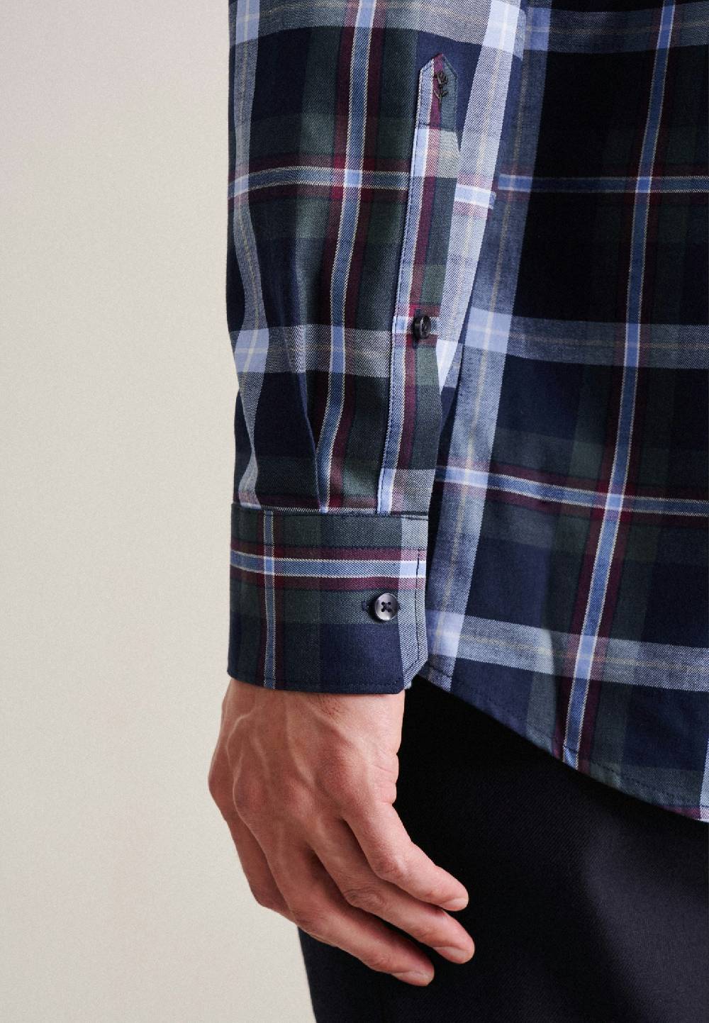 Studio Seidensticker Twill Flanellhemd In Regular Mit Button-Down-Kragen