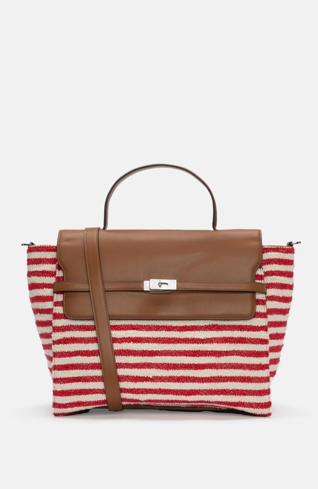 Stuff Maker Beach Handbag In Rot Gestreift