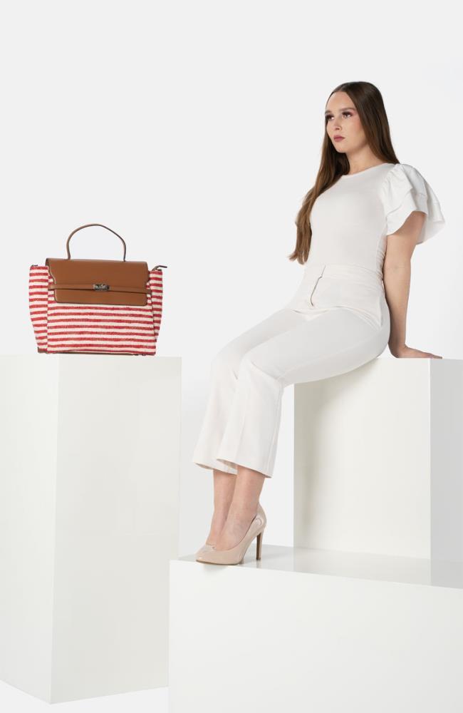 Stuff Maker Beach Handbag in Rot gestreift