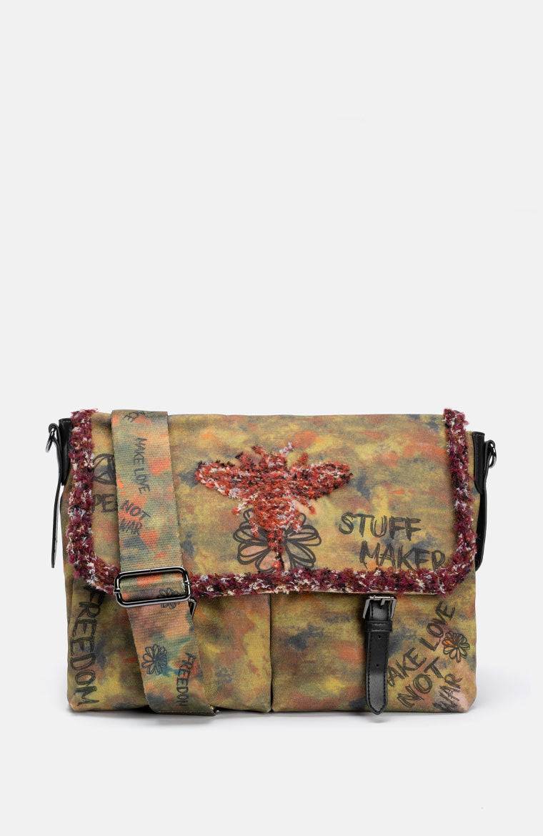 Stuff Maker Iconic Messenger Bag In Used Khaki