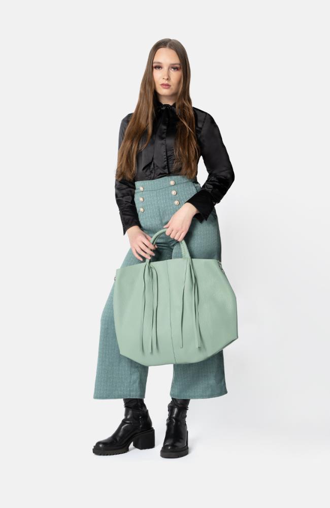 Stuff Maker Leder Shopper in Mint