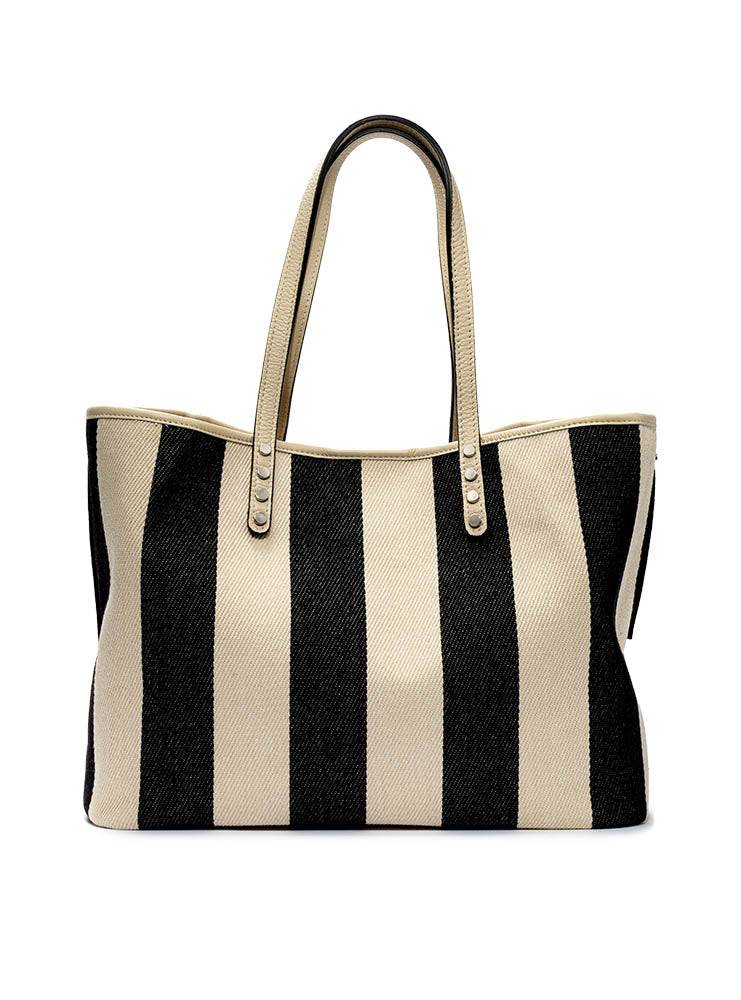 Stuff Maker Shopper Kim in Schwarz/Beige gestreift