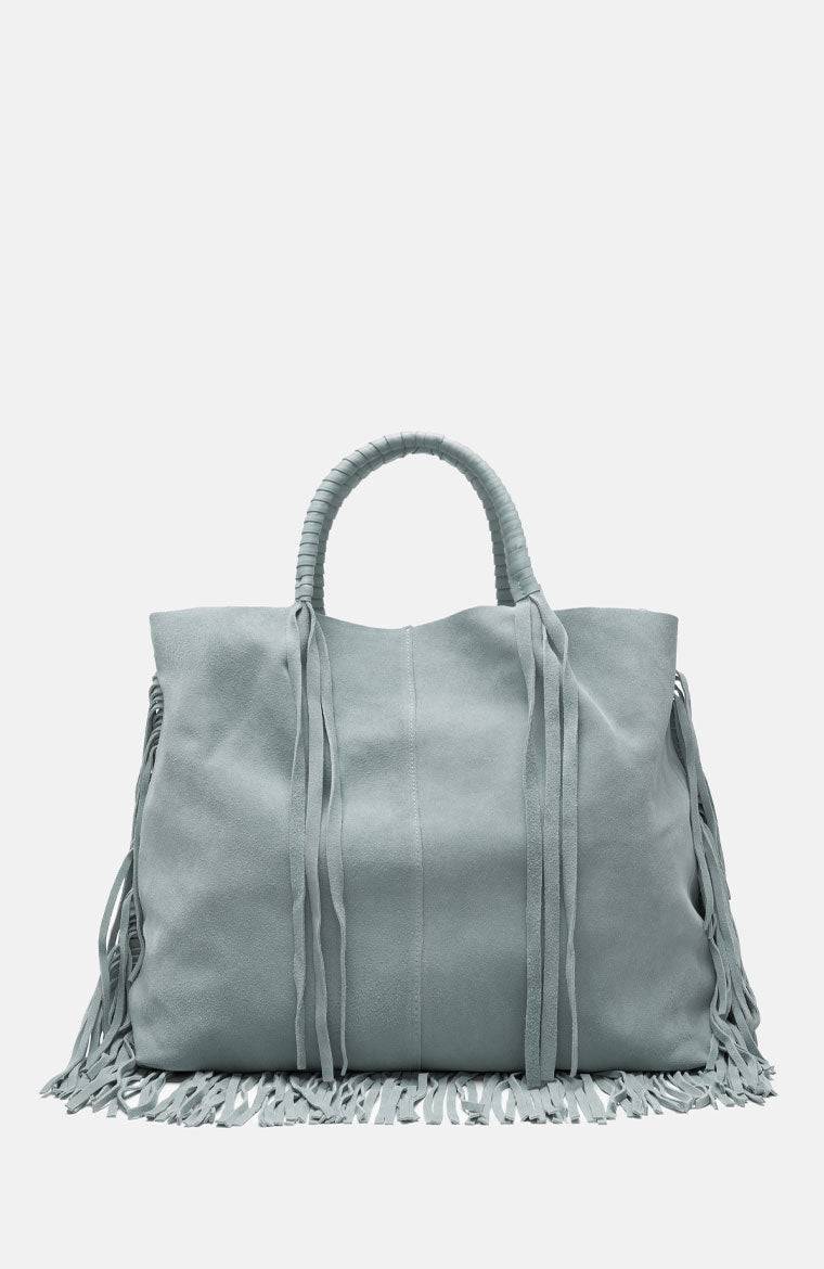 Stuff Maker Velour Leder Shopper In Blau