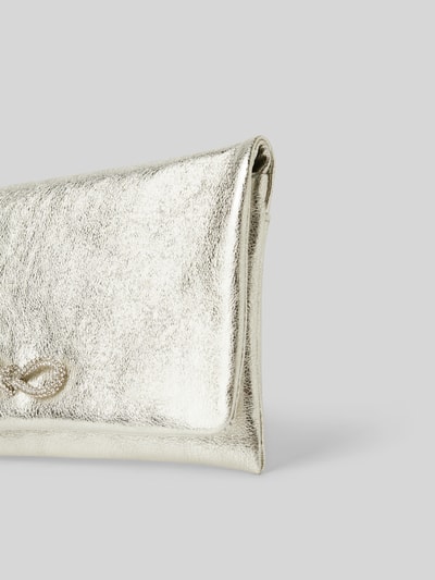 Peek & Cloppenburg AbroLederclutch Mit Applikation In Metallic Beige