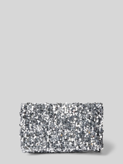 Peek & Cloppenburg AbroLederclutch Mit Paillettenbesatz In Silber