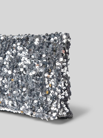 Peek & Cloppenburg AbroLederclutch Mit Paillettenbesatz In Silber