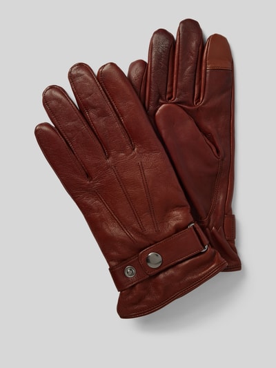 Peek & Cloppenburg AkaroaLederhandschuhe aus Schafsleder mit verstellbarem Verschluss in cognac