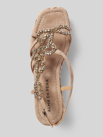 Peek & Cloppenburg ALMA EN PENALedersandalette Mit Ziersteinbesatz In Beige
