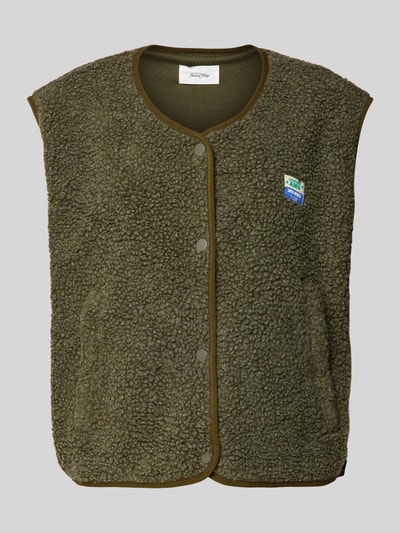 Peek & Cloppenburg American VintageWeste aus Fleece mit Label-Detail Modell 'HOKTOWN' in oliv