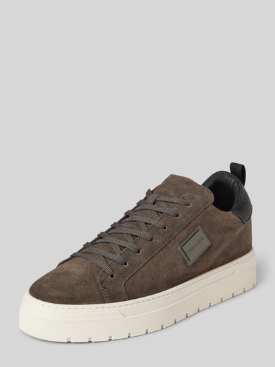 Peek & Cloppenburg Antony MoratoLedersneaker Mit Label-Applikation Modell 'METAL HENLEY' In Mittelbraun