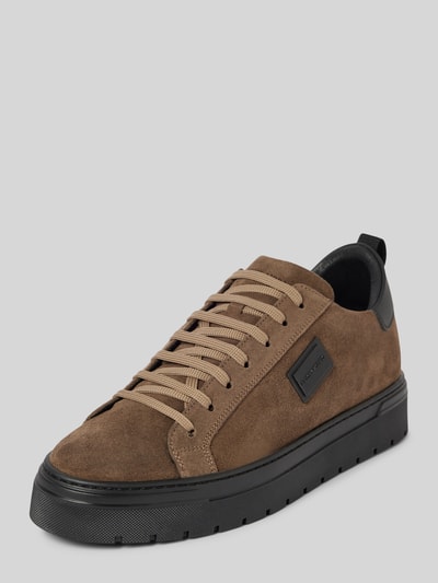 Peek & Cloppenburg Antony MoratoLedersneaker mit Label-Patch Modell 'METAL BOLD' in mittelbraun
