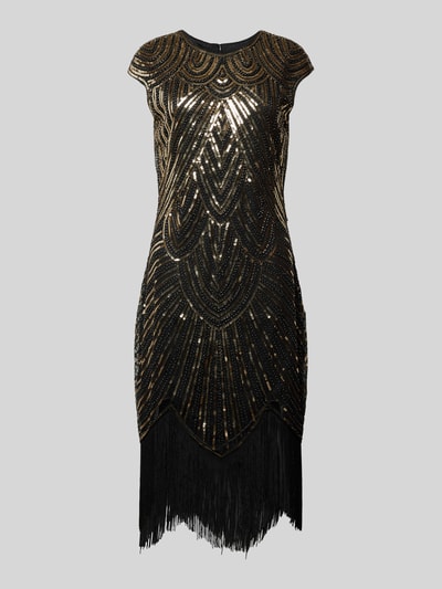Peek & Cloppenburg ApricotMidikleid Mit Paillettenbesatz In Black