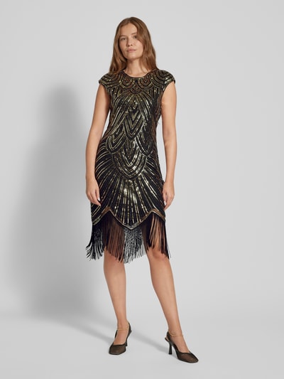 Peek & Cloppenburg ApricotMidikleid Mit Paillettenbesatz In Black