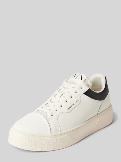 Peek & Cloppenburg ARMANI EXCHANGELedersneaker mit Label-Print Modell 'Lion' in weiss
