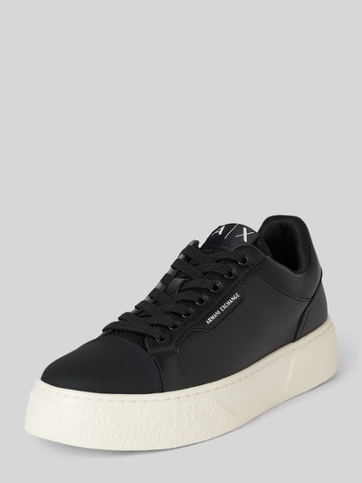 Peek & Cloppenburg ARMANI EXCHANGELedersneaker mit Label-Print Modell 'Lion' in black