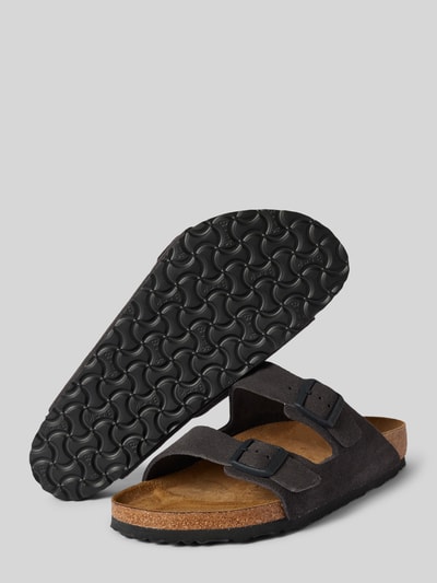 Peek & Cloppenburg BirkenstockLederslides Mit Breiten Riemen Modell 'Arizona' In Mittelgrau