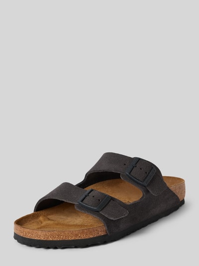 Peek & Cloppenburg BirkenstockLederslides mit breiten Riemen Modell 'Arizona' in mittelgrau