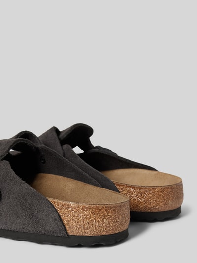 Peek & Cloppenburg BirkenstockLederslides Mit Dornschließe Modell 'Boston' In Mittelgrau