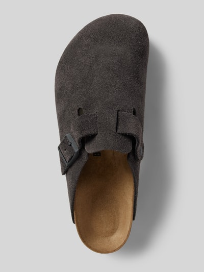 Peek & Cloppenburg BirkenstockLederslides Mit Dornschließe Modell 'Boston' In Mittelgrau