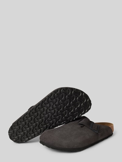 Peek & Cloppenburg BirkenstockLederslides Mit Dornschließe Modell 'Boston' In Mittelgrau